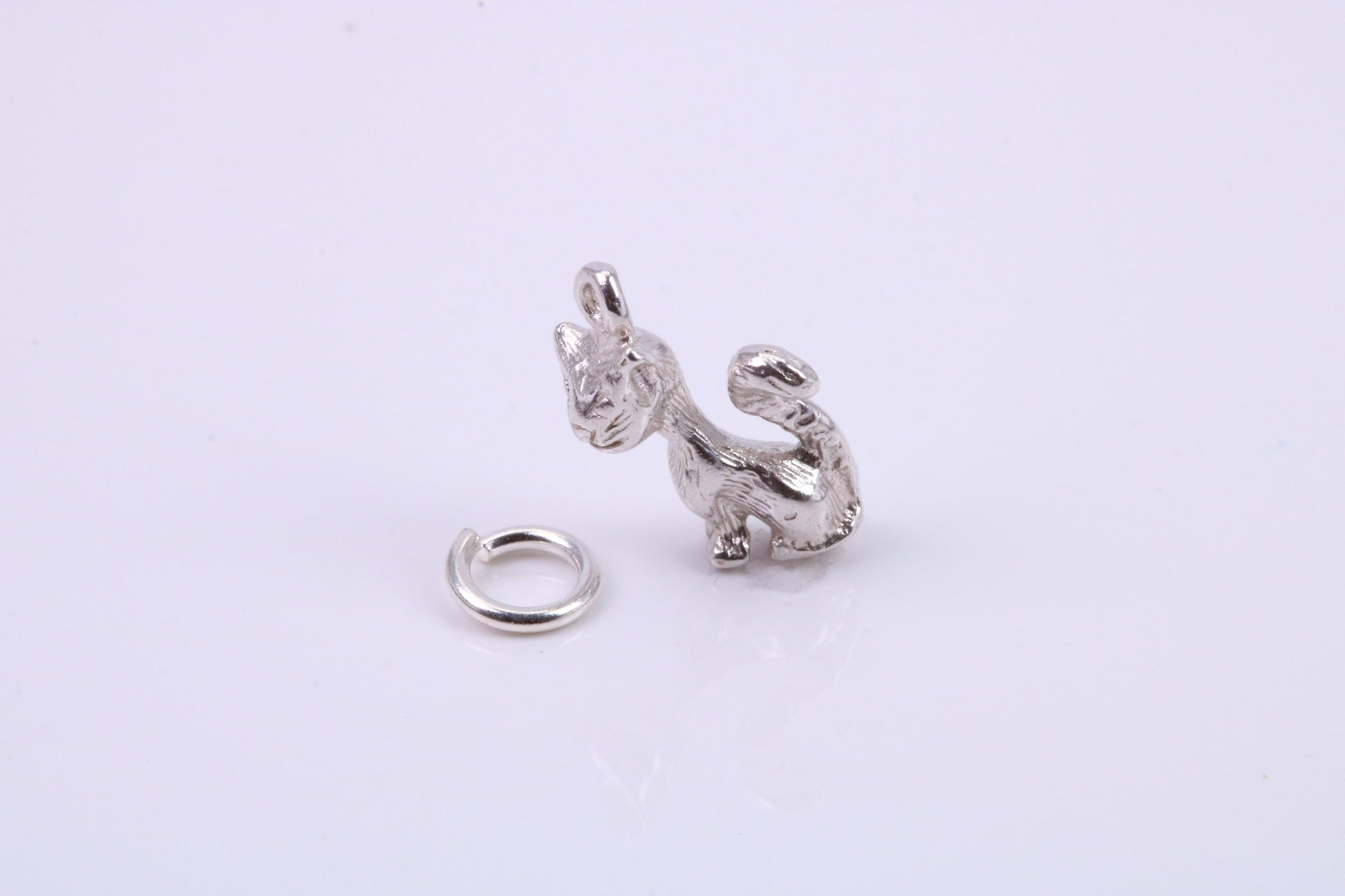 Cat Charm, Traditional Charm, Made from Solid 925 Grade Sterling Silver, Complete with Attachment Link