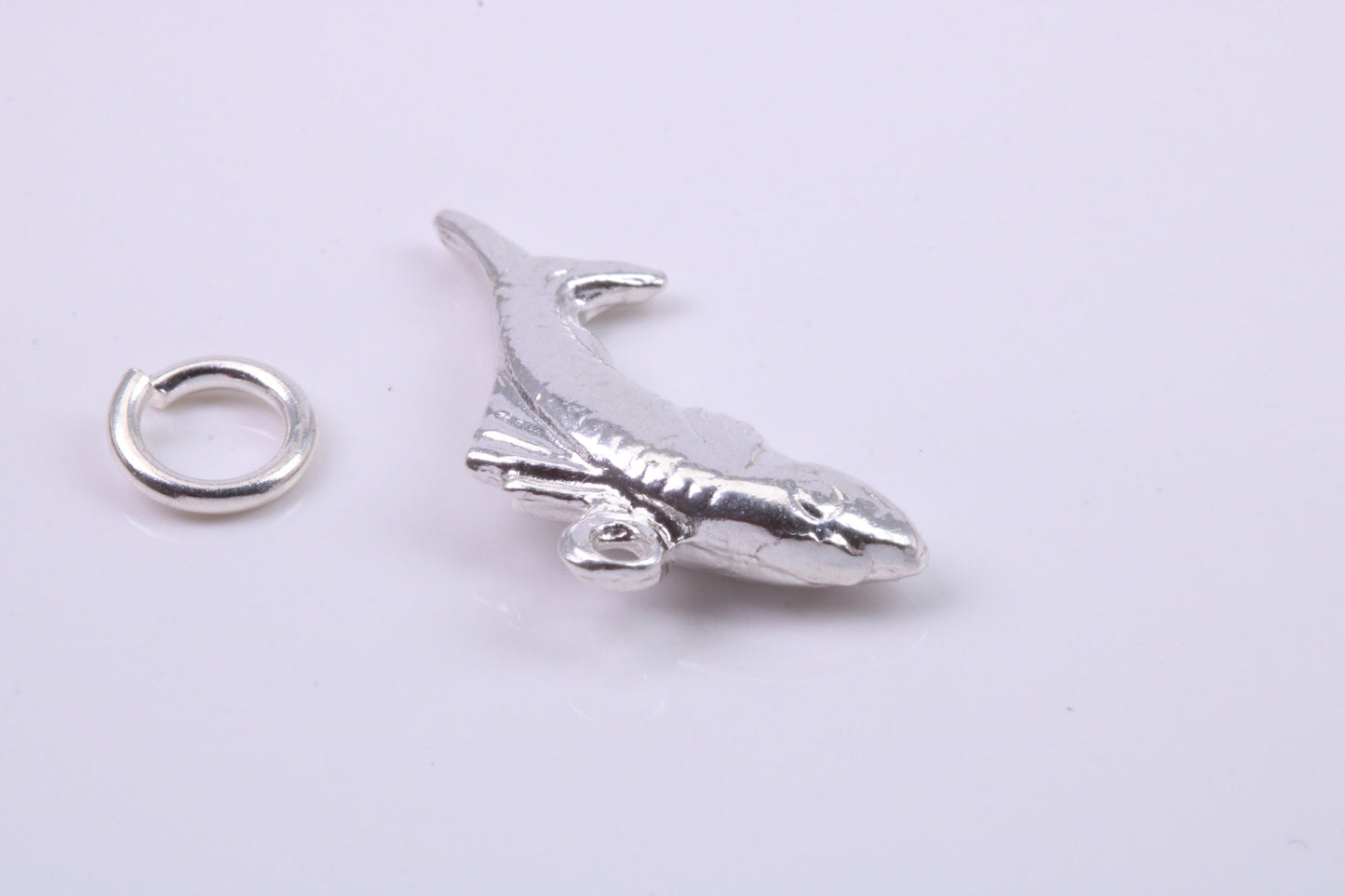Salmon Fish Charm, Traditional Charm, Made from Solid 925 Grade Sterling Silver, Complete with Attachment Link