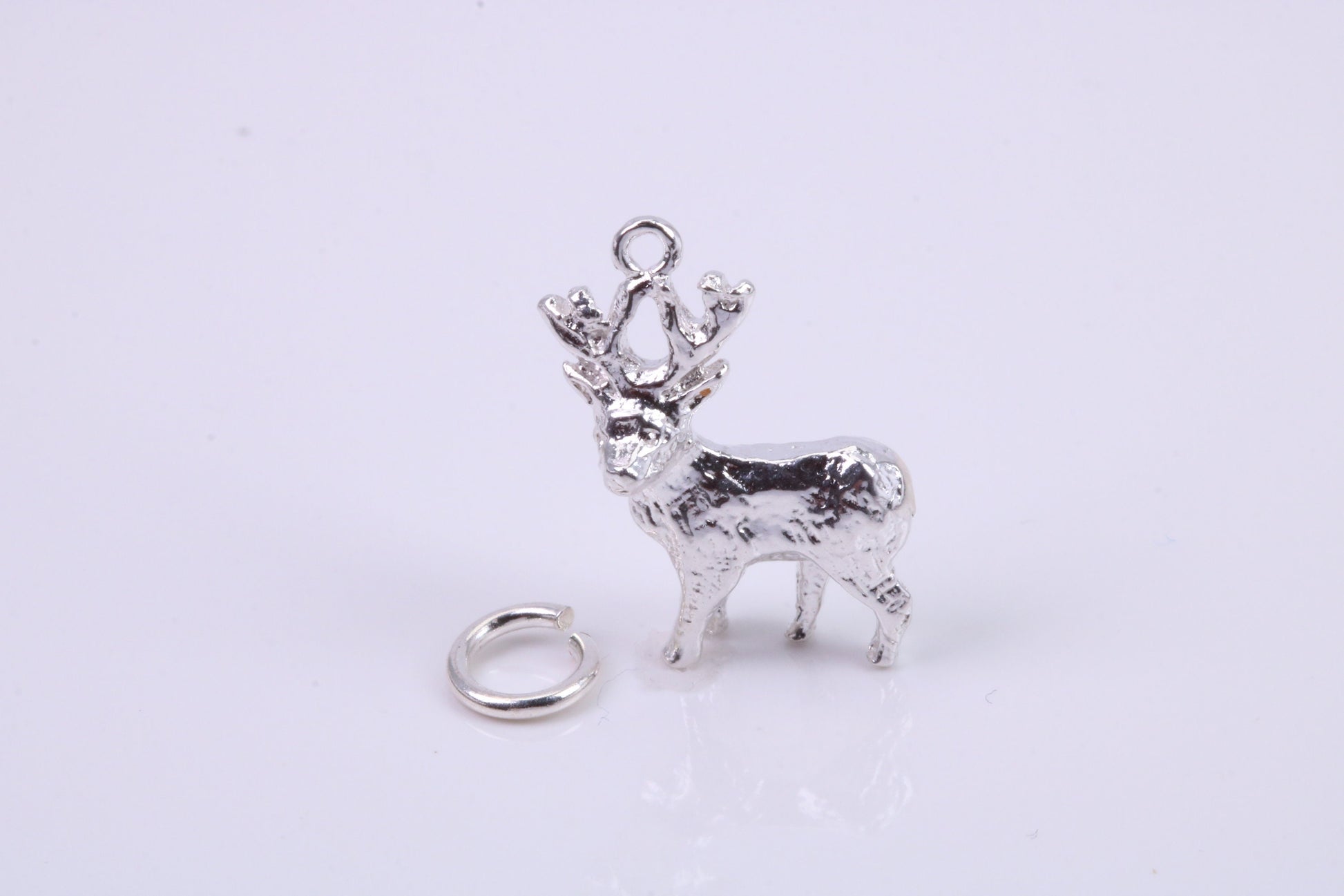 Deer Charm, Traditional Charm, Made from Solid 925 Grade Sterling Silver, Complete with Attachment Link