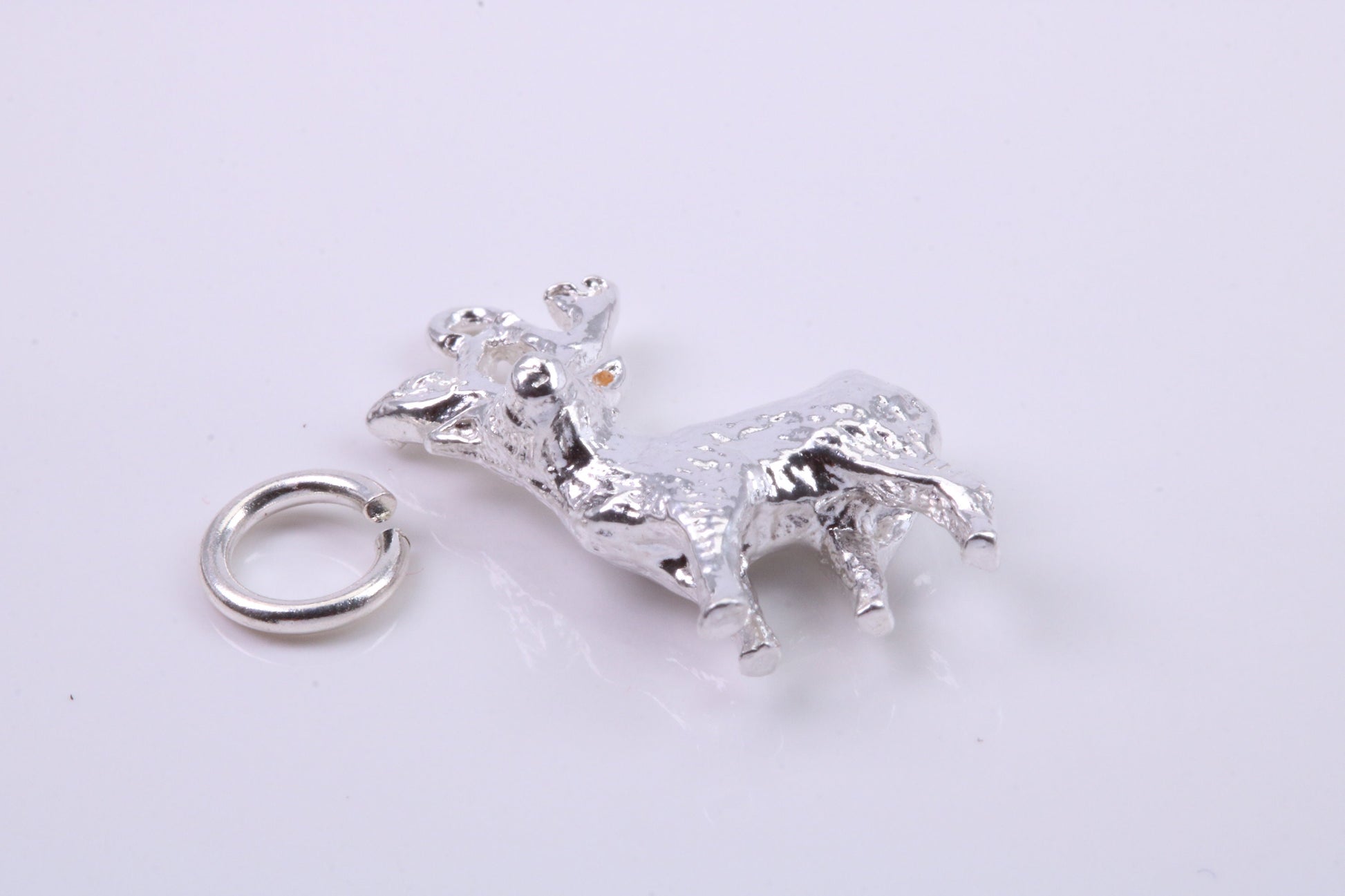 Deer Charm, Traditional Charm, Made from Solid 925 Grade Sterling Silver, Complete with Attachment Link