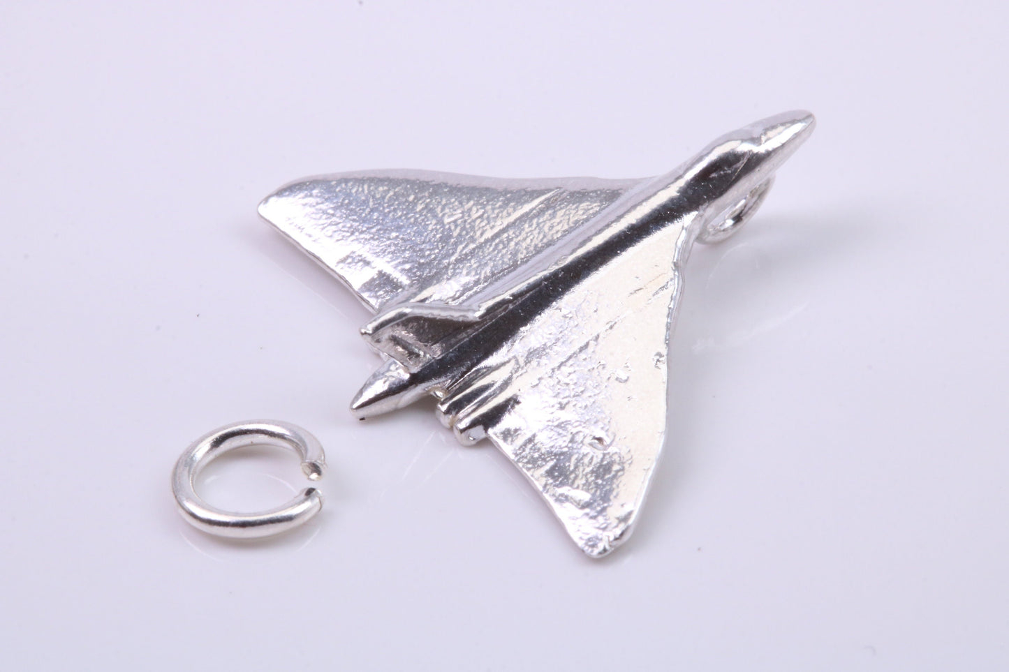 Vulcan Bomber Airplane Charm, Traditional Charm, Made from Solid 925 Grade Sterling Silver, Complete with Attachment Link