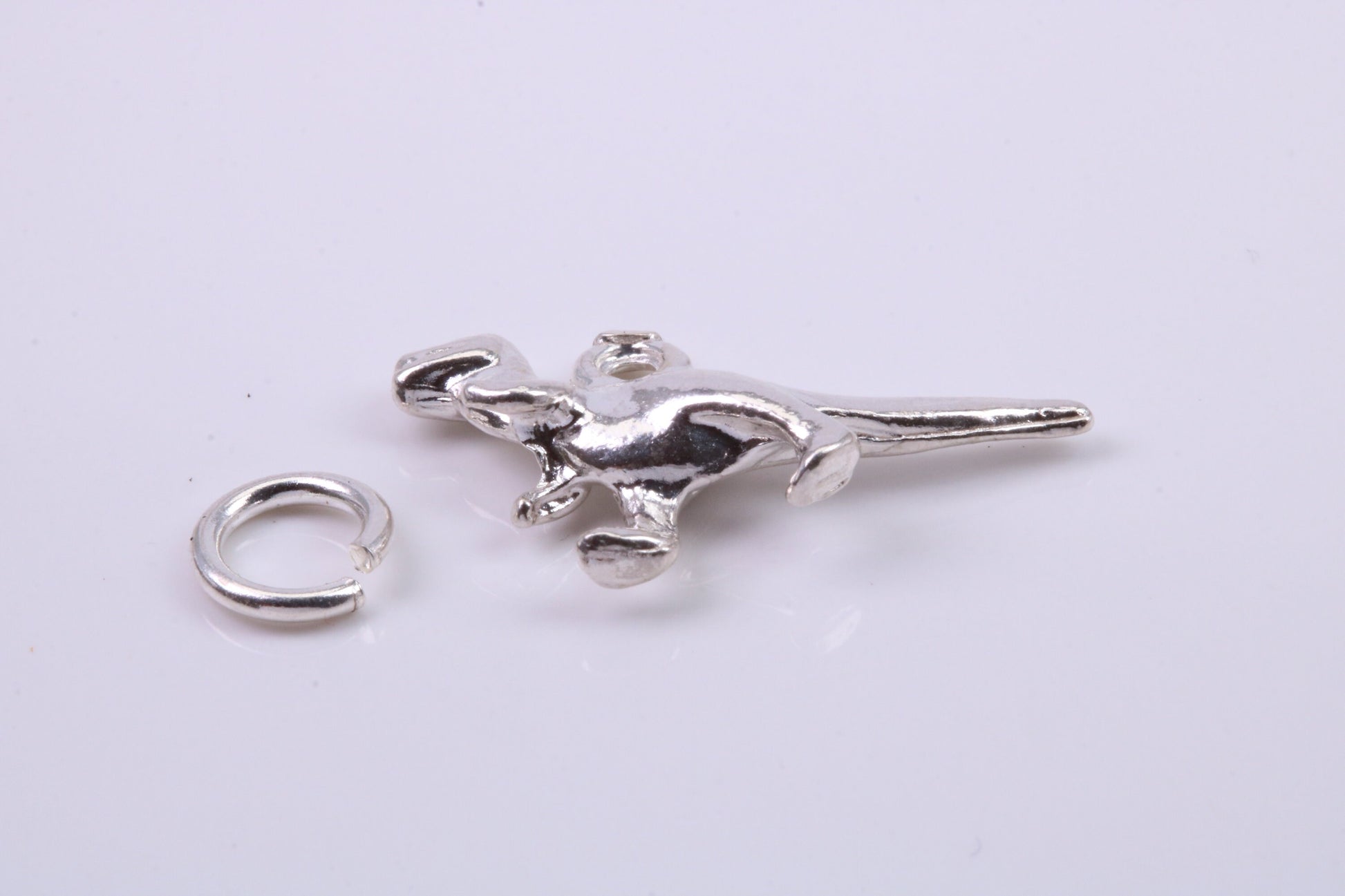 Dinosaur Charm, Traditional Charm, Made from Solid 925 Grade Sterling Silver, Complete with Attachment Link
