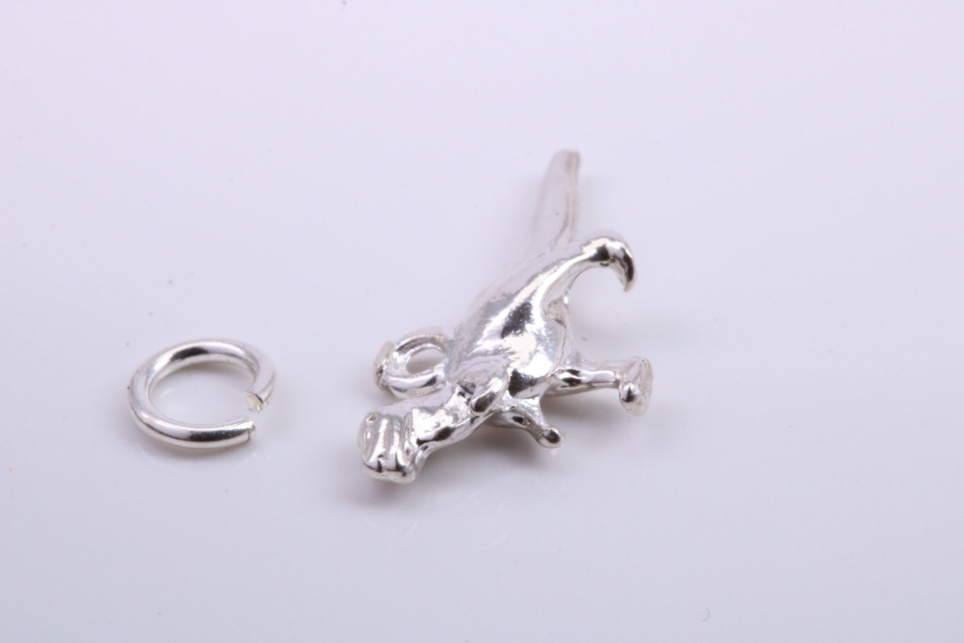 Dinosaur Charm, Traditional Charm, Made from Solid 925 Grade Sterling Silver, Complete with Attachment Link