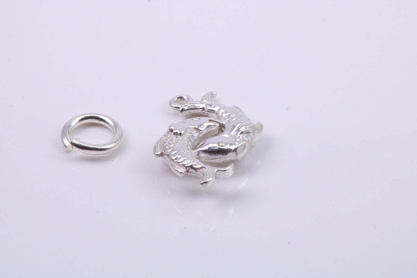 Salmon Fish Charm, Traditional Charm, Made from Solid 925 Grade Sterling Silver, Complete with Attachment Link