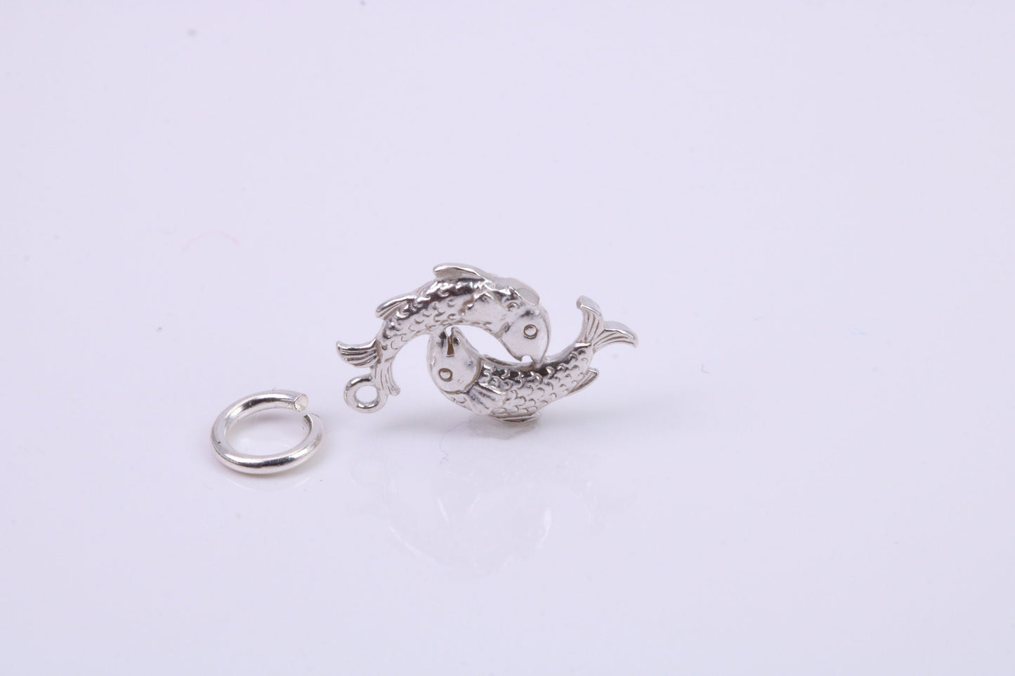 Salmon Fish Charm, Traditional Charm, Made from Solid 925 Grade Sterling Silver, Complete with Attachment Link