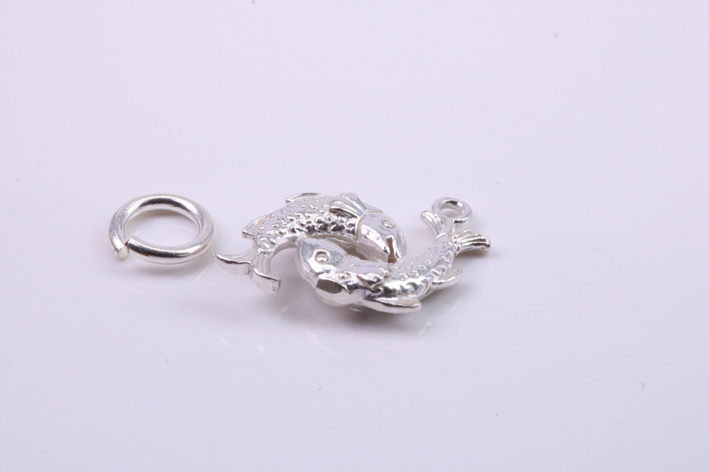 Salmon Fish Charm, Traditional Charm, Made from Solid 925 Grade Sterling Silver, Complete with Attachment Link