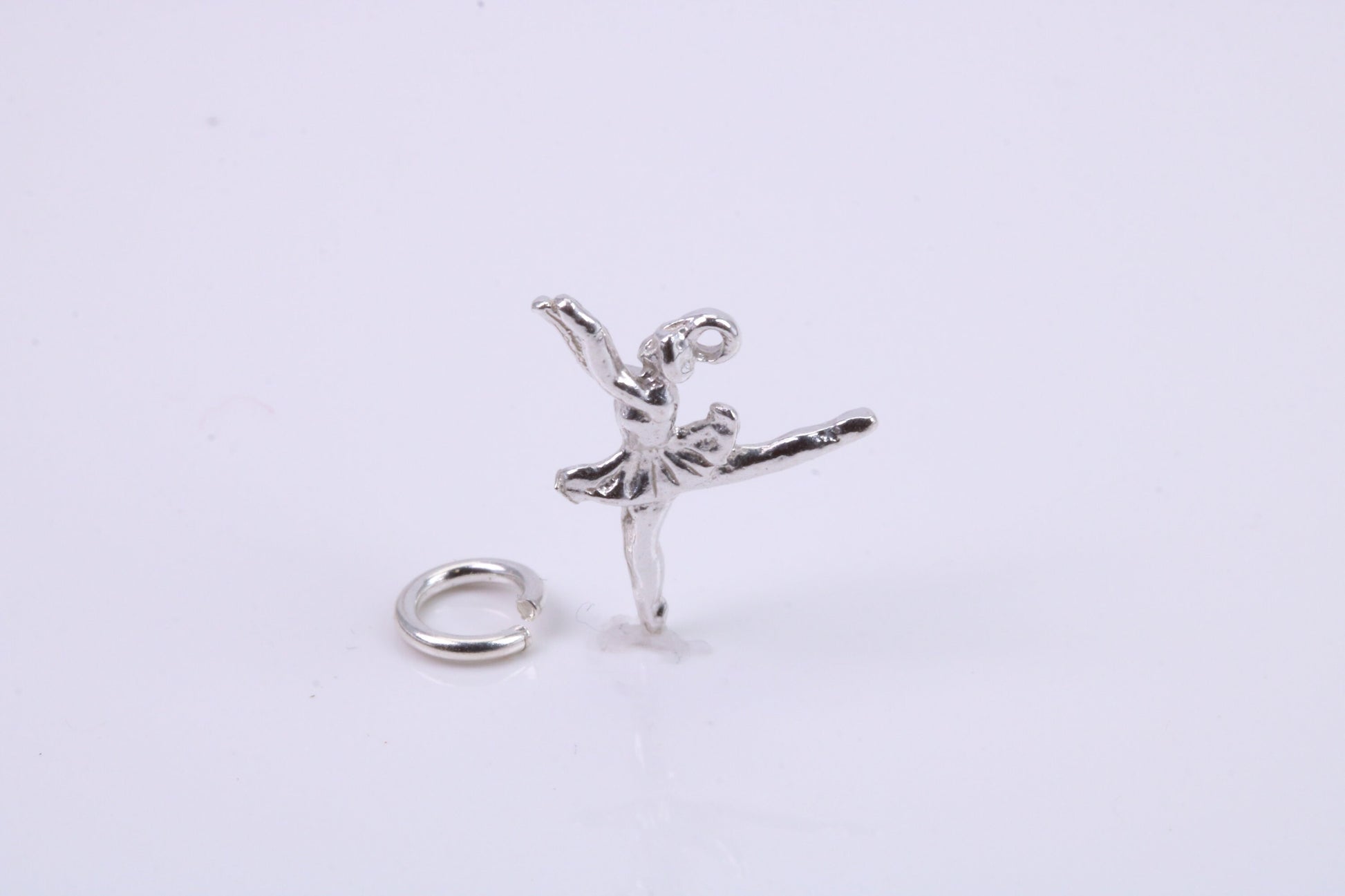 Ballerina Charm, Traditional Charm, Made from Solid 925 Grade Sterling Silver, Complete with Attachment Link