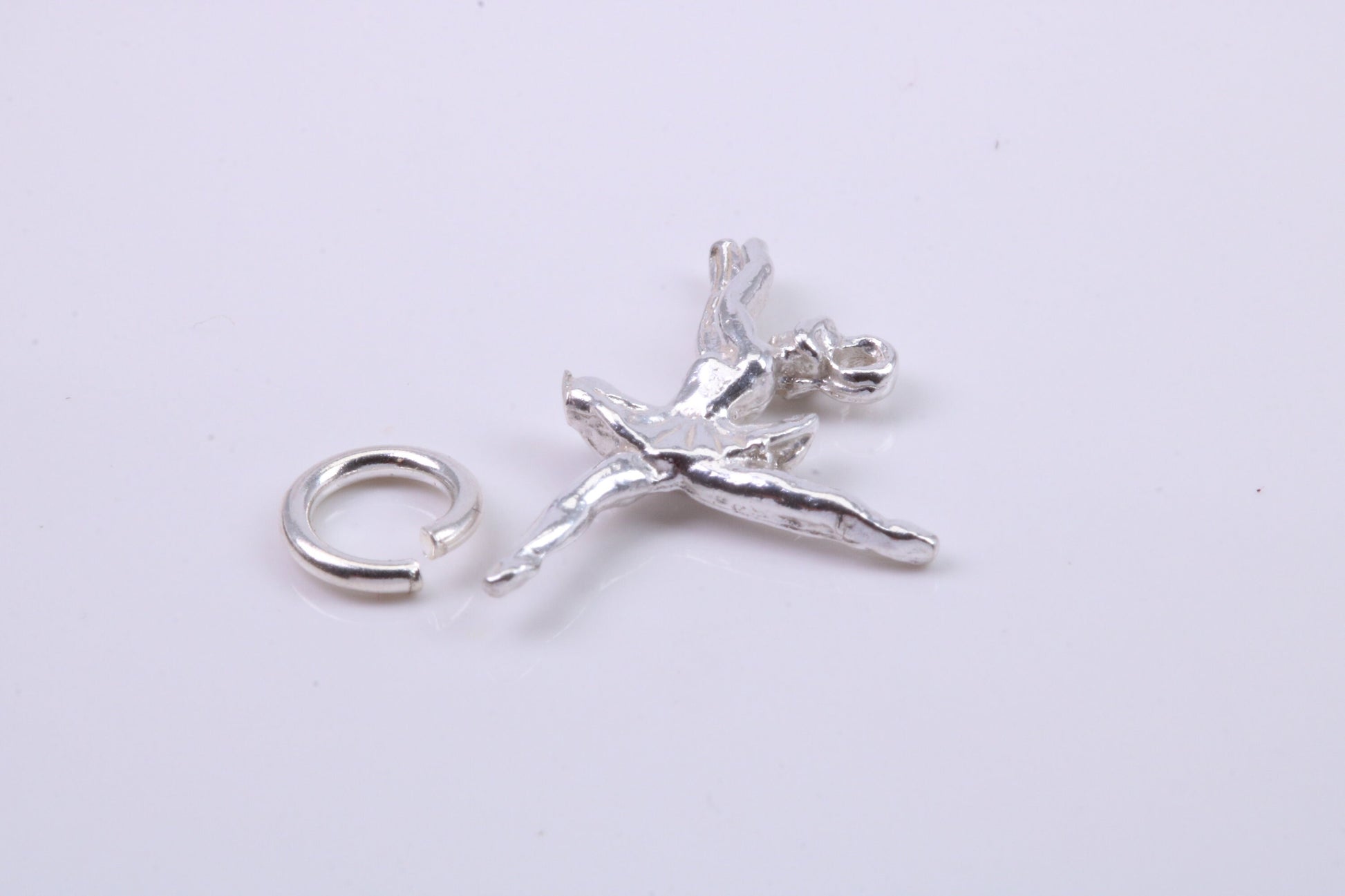 Ballerina Charm, Traditional Charm, Made from Solid 925 Grade Sterling Silver, Complete with Attachment Link