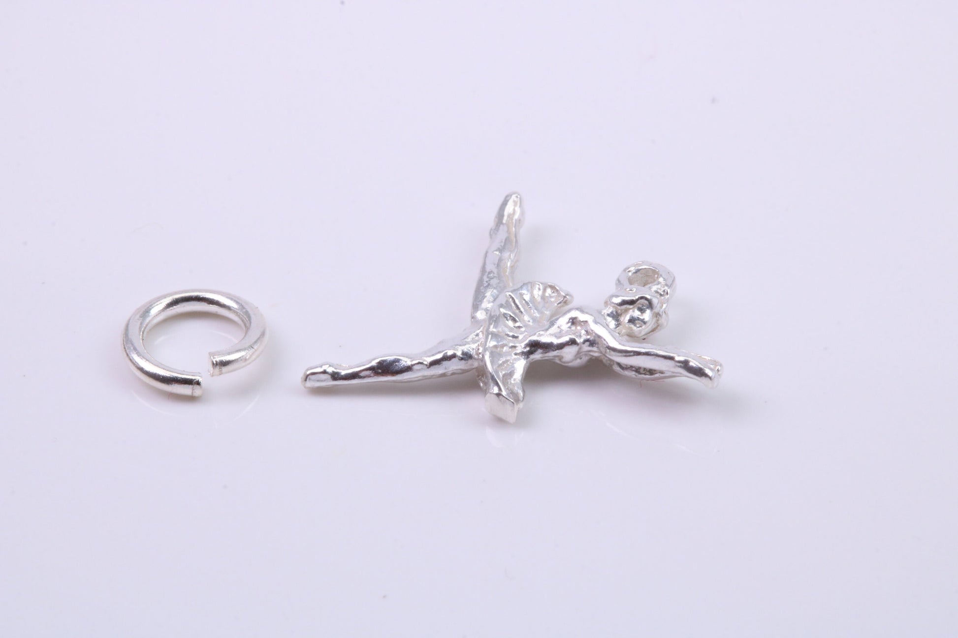 Ballerina Charm, Traditional Charm, Made from Solid 925 Grade Sterling Silver, Complete with Attachment Link