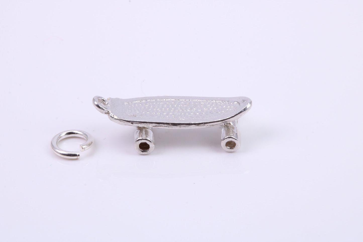Skateboard Charm, Traditional Charm, Made from Solid 925 Grade Sterling Silver, Complete with Attachment Link