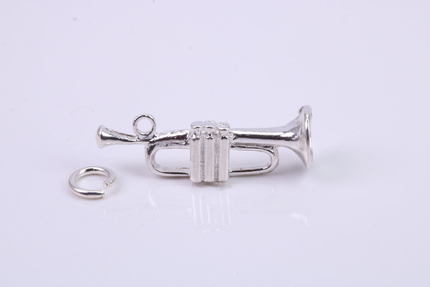 Trumpet Charm, Traditional Charm, Made from Solid 925 Grade Sterling Silver, Complete with Attachment Link