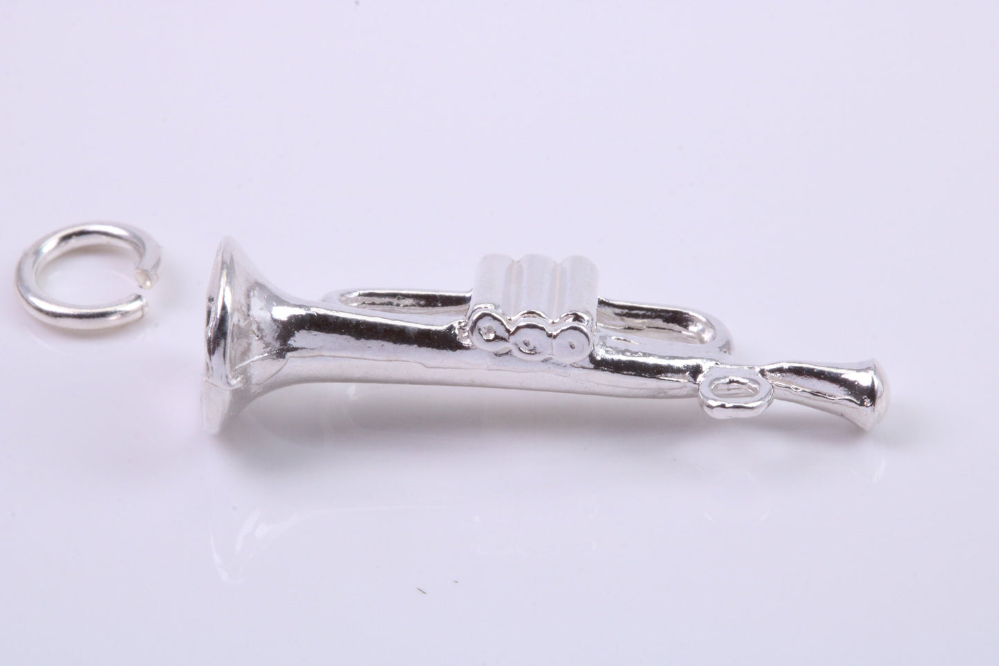 Trumpet Charm, Traditional Charm, Made from Solid 925 Grade Sterling Silver, Complete with Attachment Link