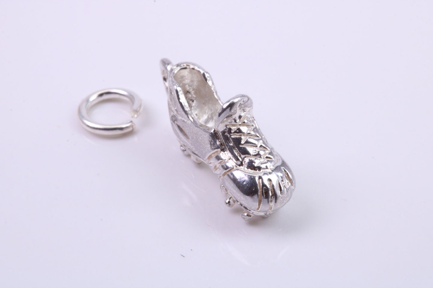 Football Boots Charm, Traditional Charm, Made from Solid 925 Grade Sterling Silver, Complete with Attachment Link