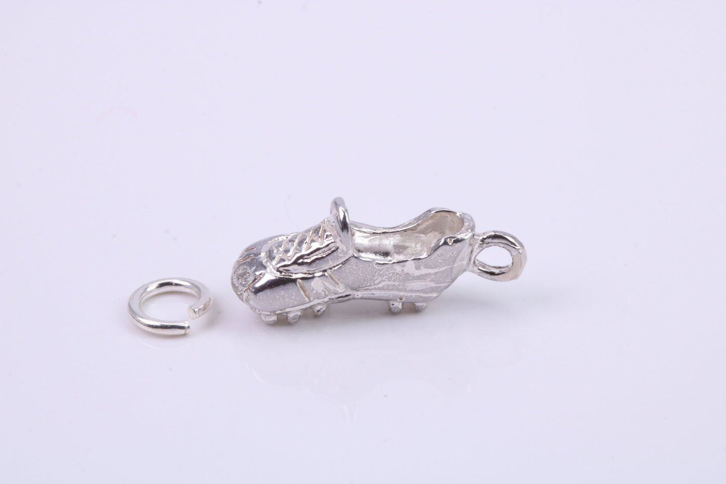 Football Boots Charm, Traditional Charm, Made from Solid 925 Grade Sterling Silver, Complete with Attachment Link