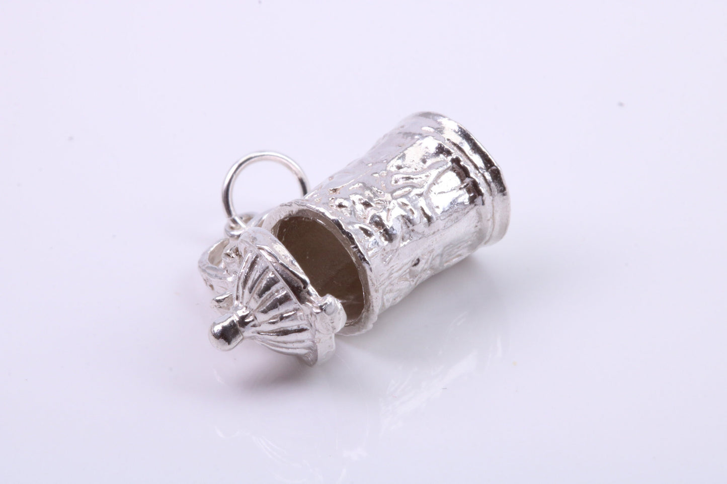 Beer Tankard Charm, Traditional Charm, Made from Solid 925 Grade Sterling Silver, Complete with Attachment Link