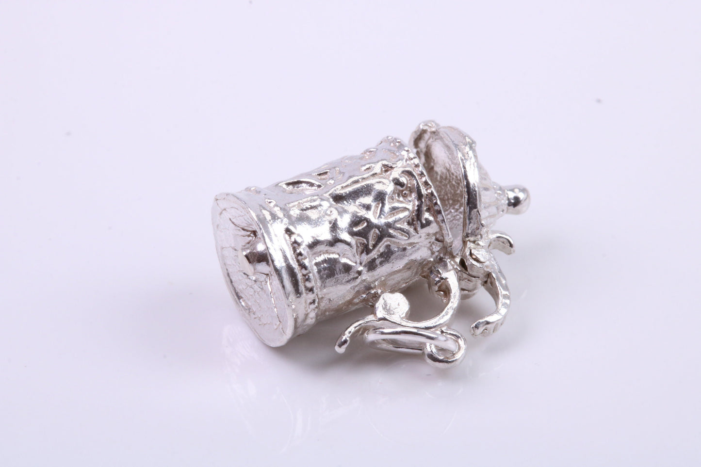 Beer Tankard Charm, Traditional Charm, Made from Solid 925 Grade Sterling Silver, Complete with Attachment Link