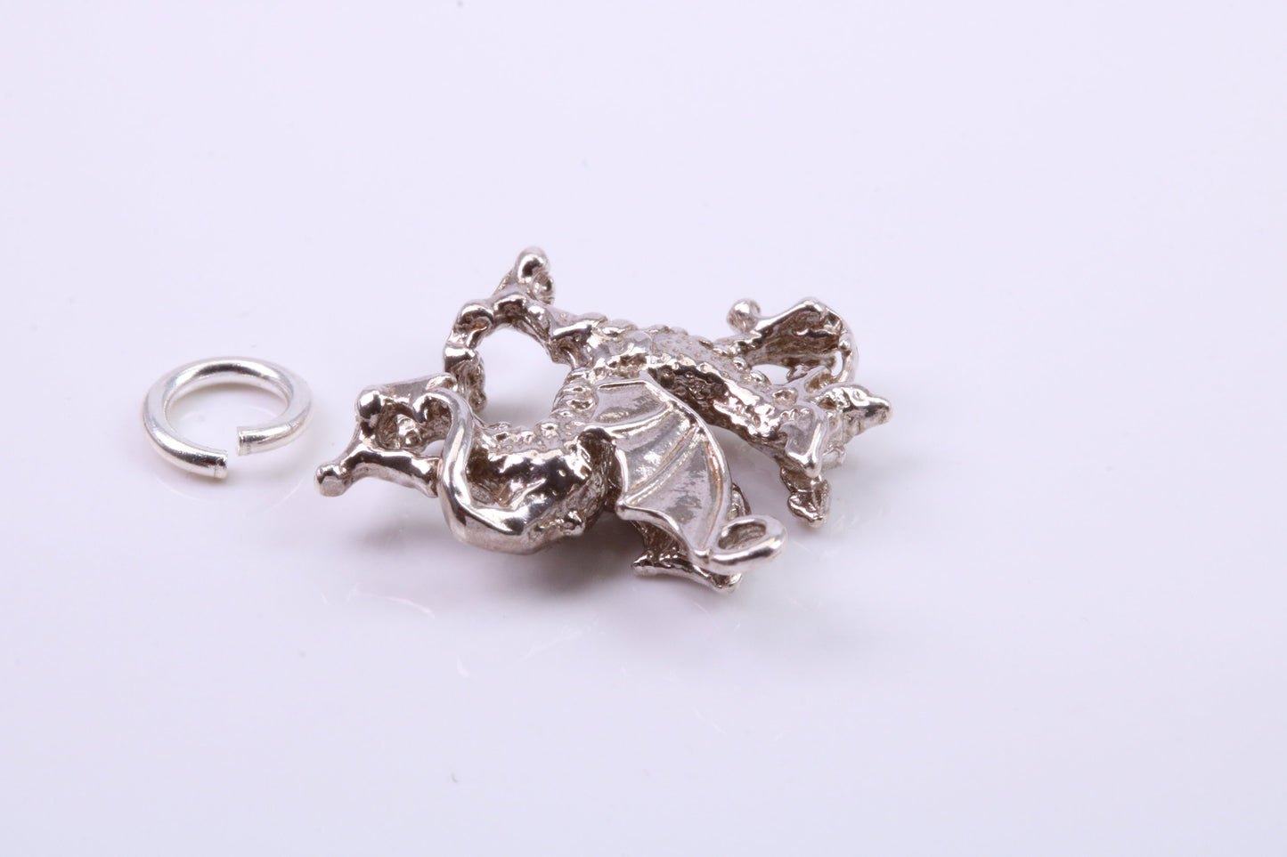Welsh Dragon Charm, Traditional Charm, Made from Solid 925 Grade Sterling Silver, Complete with Attachment Link