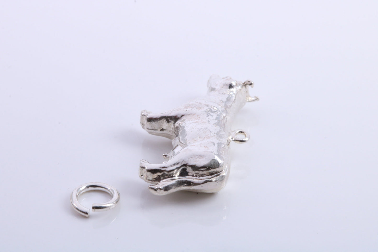 Cow Charm, Traditional Charm, Made from Solid 925 Grade Sterling Silver, Complete with Attachment Link