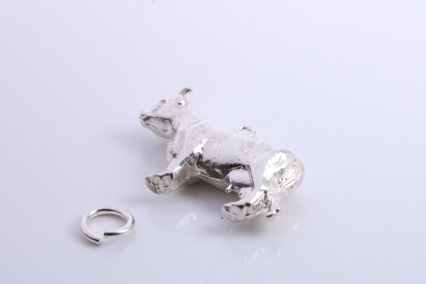 Cow Charm, Traditional Charm, Made from Solid 925 Grade Sterling Silver, Complete with Attachment Link