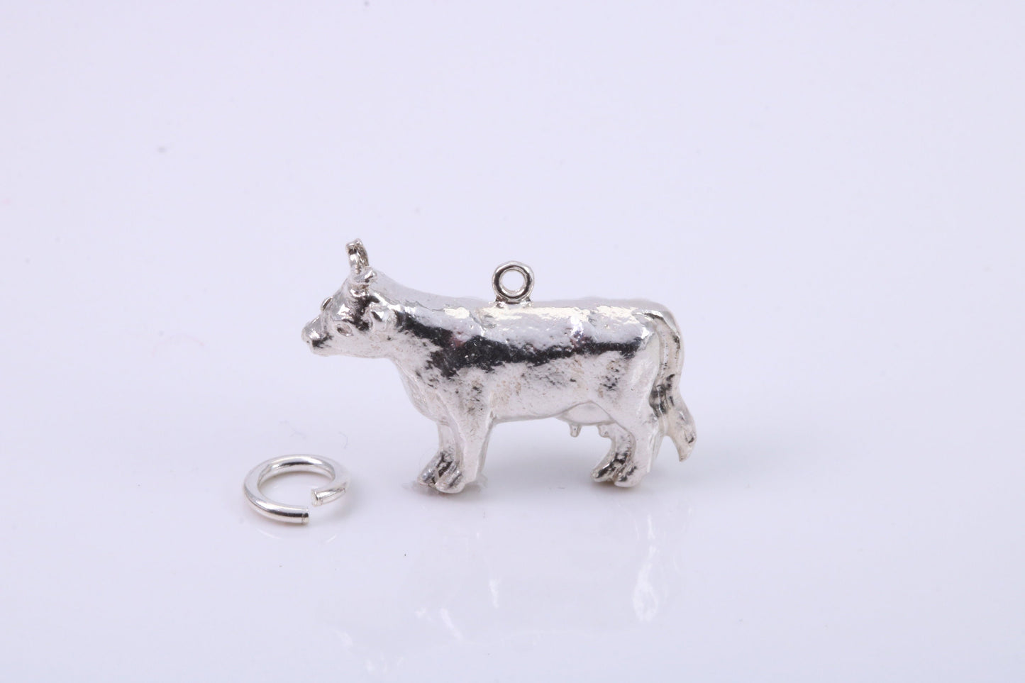 Cow Charm, Traditional Charm, Made from Solid 925 Grade Sterling Silver, Complete with Attachment Link