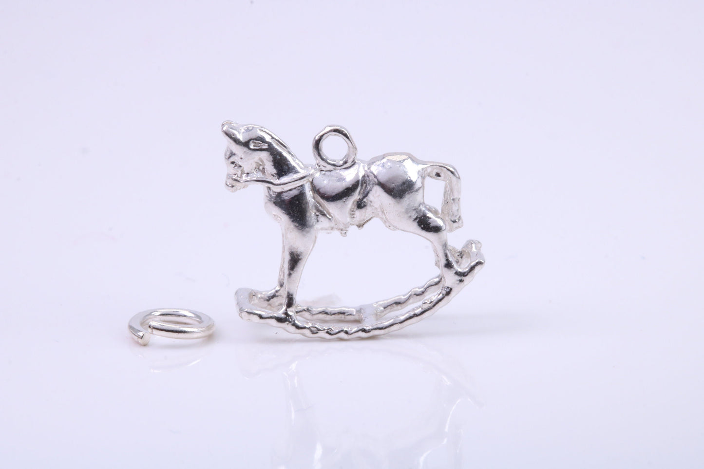 Rocking Horse Charm, Traditional Charm, Made from Solid 925 Grade Sterling Silver, Complete with Attachment Link