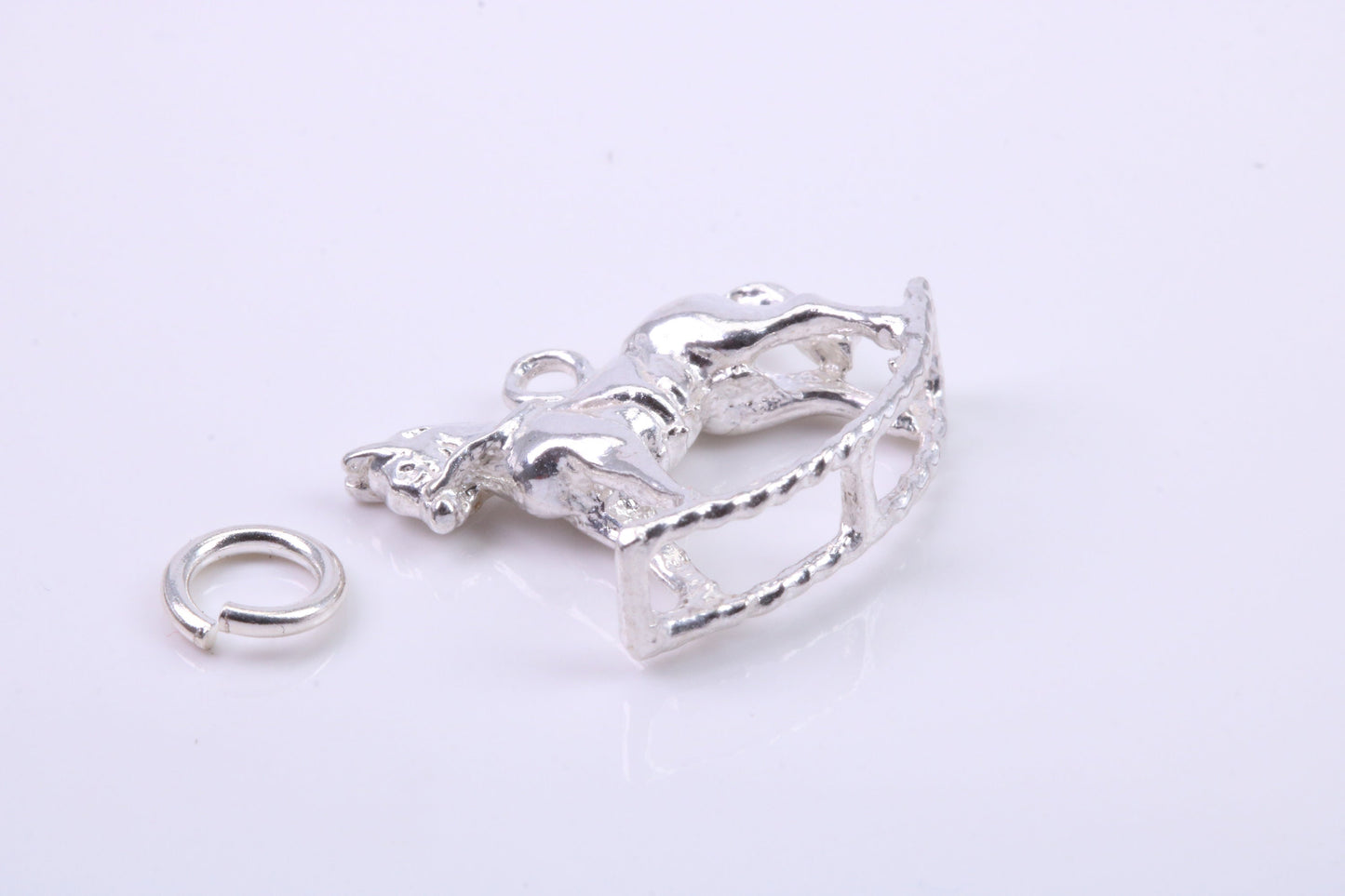 Rocking Horse Charm, Traditional Charm, Made from Solid 925 Grade Sterling Silver, Complete with Attachment Link
