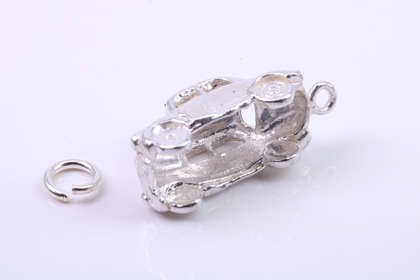 Car Charm, Traditional Charm, Made from Solid 925 Grade Sterling Silver, Complete with Attachment Link