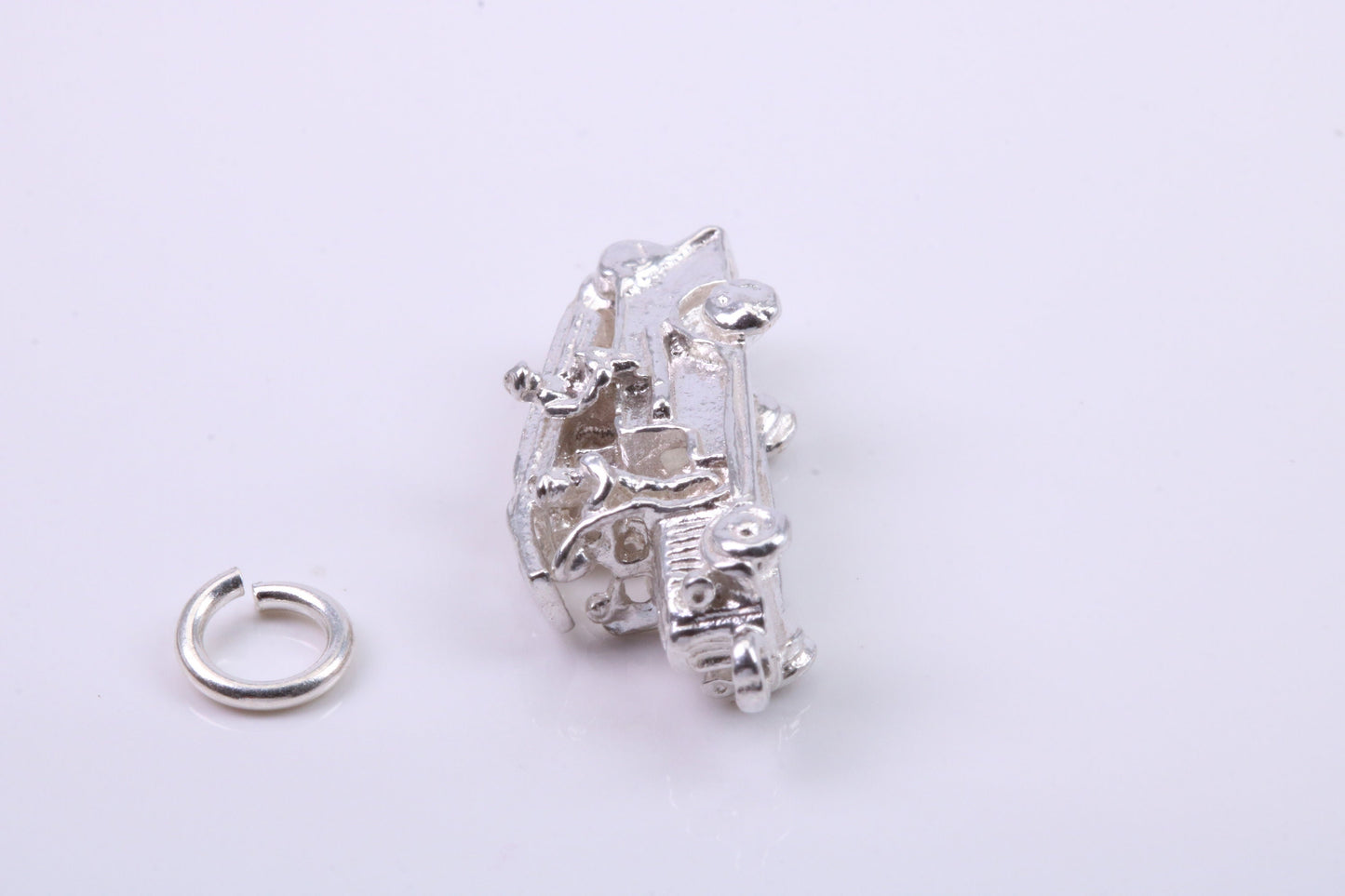 Fire Engine Charm, Traditional Charm, Made from Solid 925 Grade Sterling Silver, Complete with Attachment Link