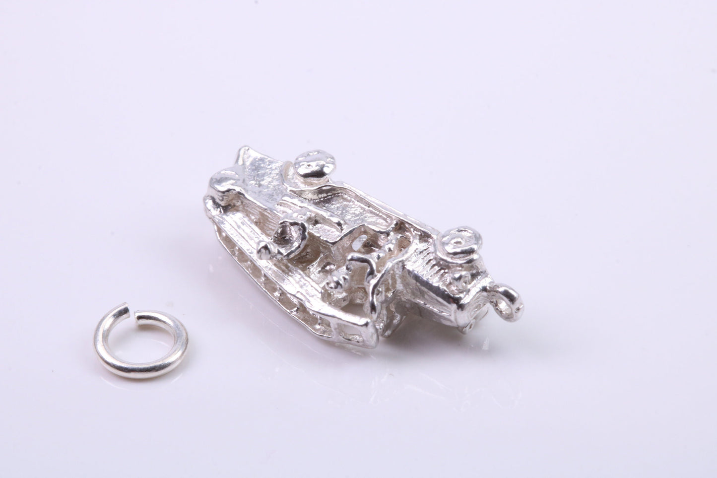 Fire Engine Charm, Traditional Charm, Made from Solid 925 Grade Sterling Silver, Complete with Attachment Link