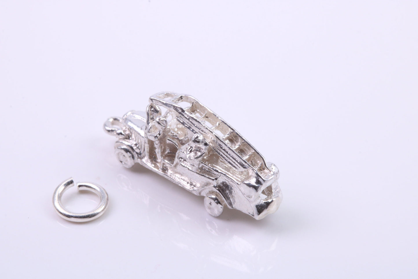 Fire Engine Charm, Traditional Charm, Made from Solid 925 Grade Sterling Silver, Complete with Attachment Link