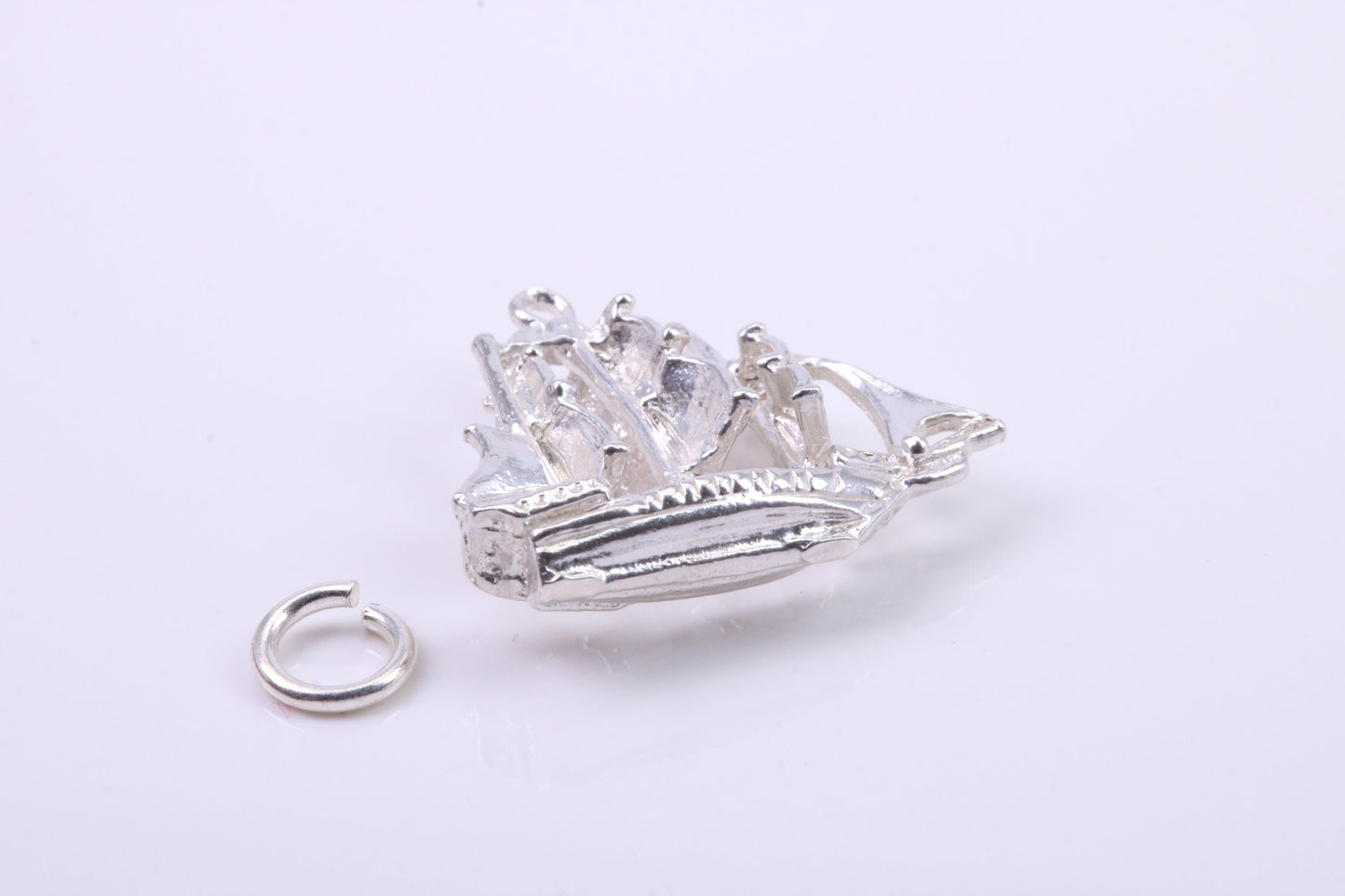 Sailing Boat Charm, Traditional Charm, Made from Solid 925 Grade Sterling Silver, Complete with Attachment Link