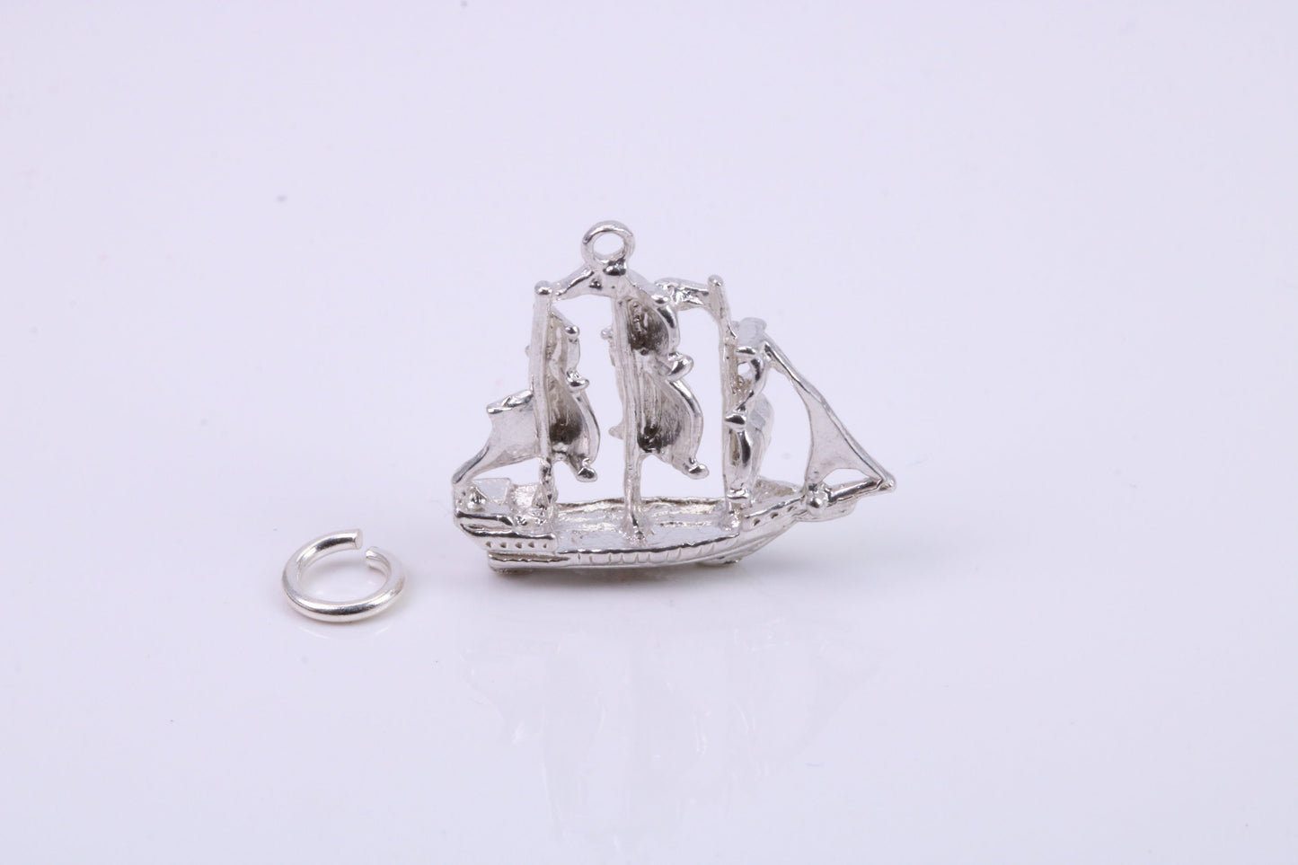 Sailing Boat Charm, Traditional Charm, Made from Solid 925 Grade Sterling Silver, Complete with Attachment Link