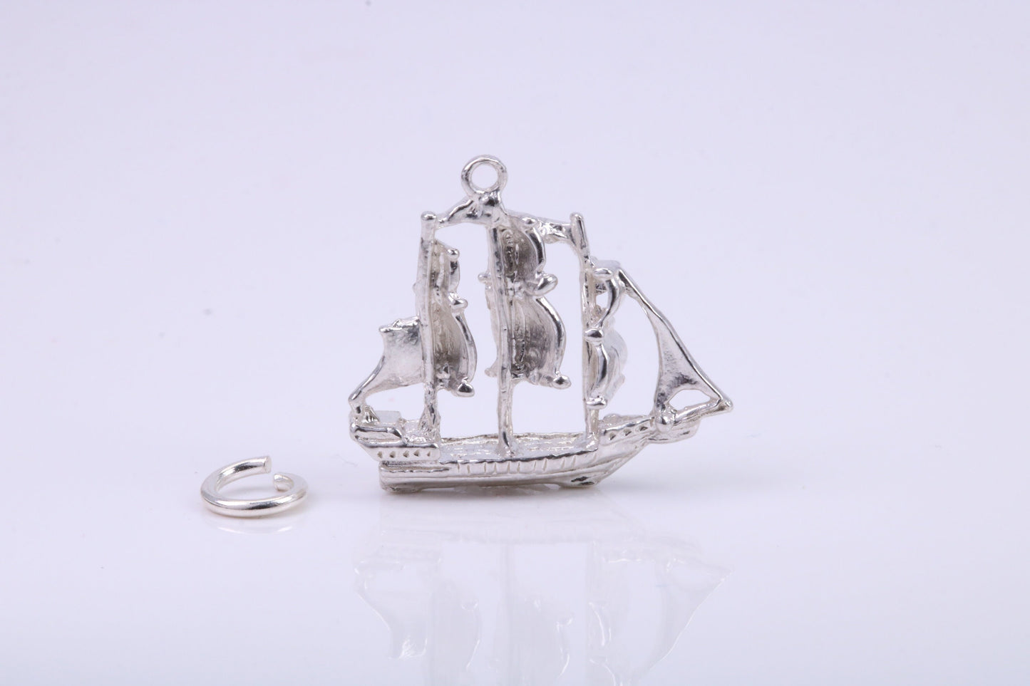 Sailing Boat Charm, Traditional Charm, Made from Solid 925 Grade Sterling Silver, Complete with Attachment Link