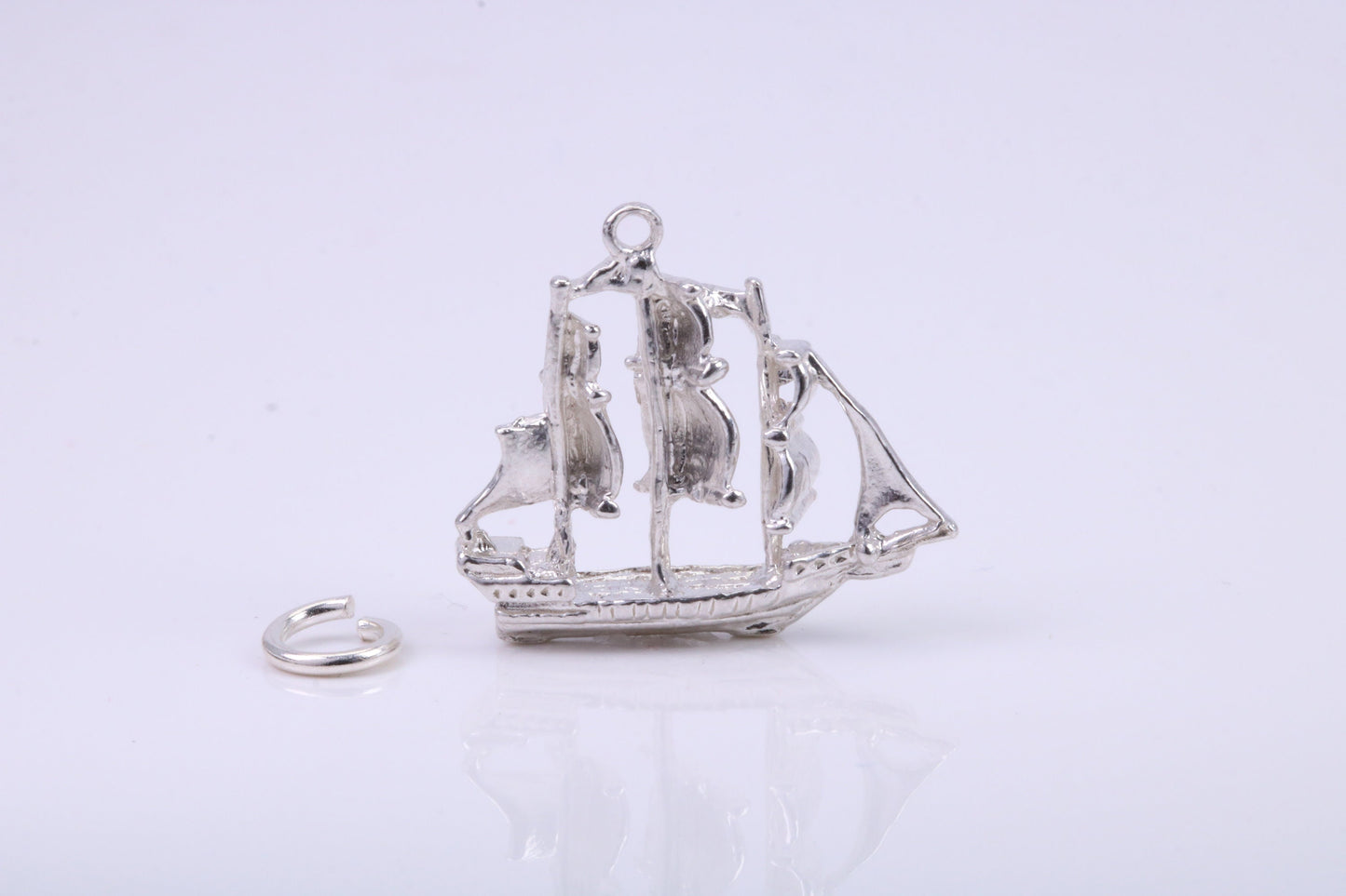 Sailing Boat Charm, Traditional Charm, Made from Solid 925 Grade Sterling Silver, Complete with Attachment Link