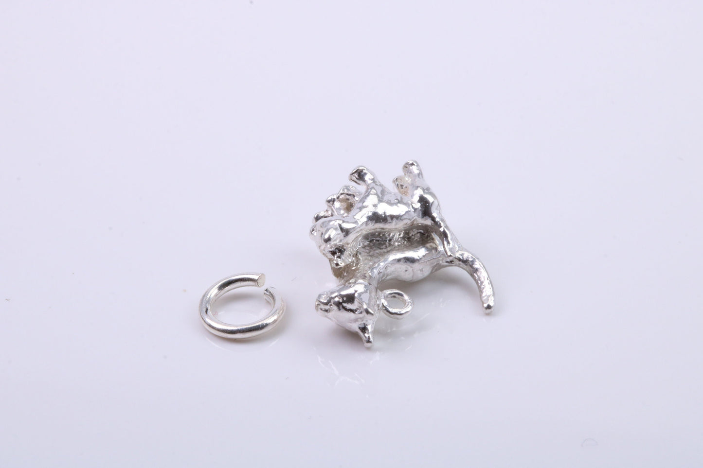 Cat with Kitten Charm, Traditional Charm, Made from Solid 925 Grade Sterling Silver, Complete with Attachment Link