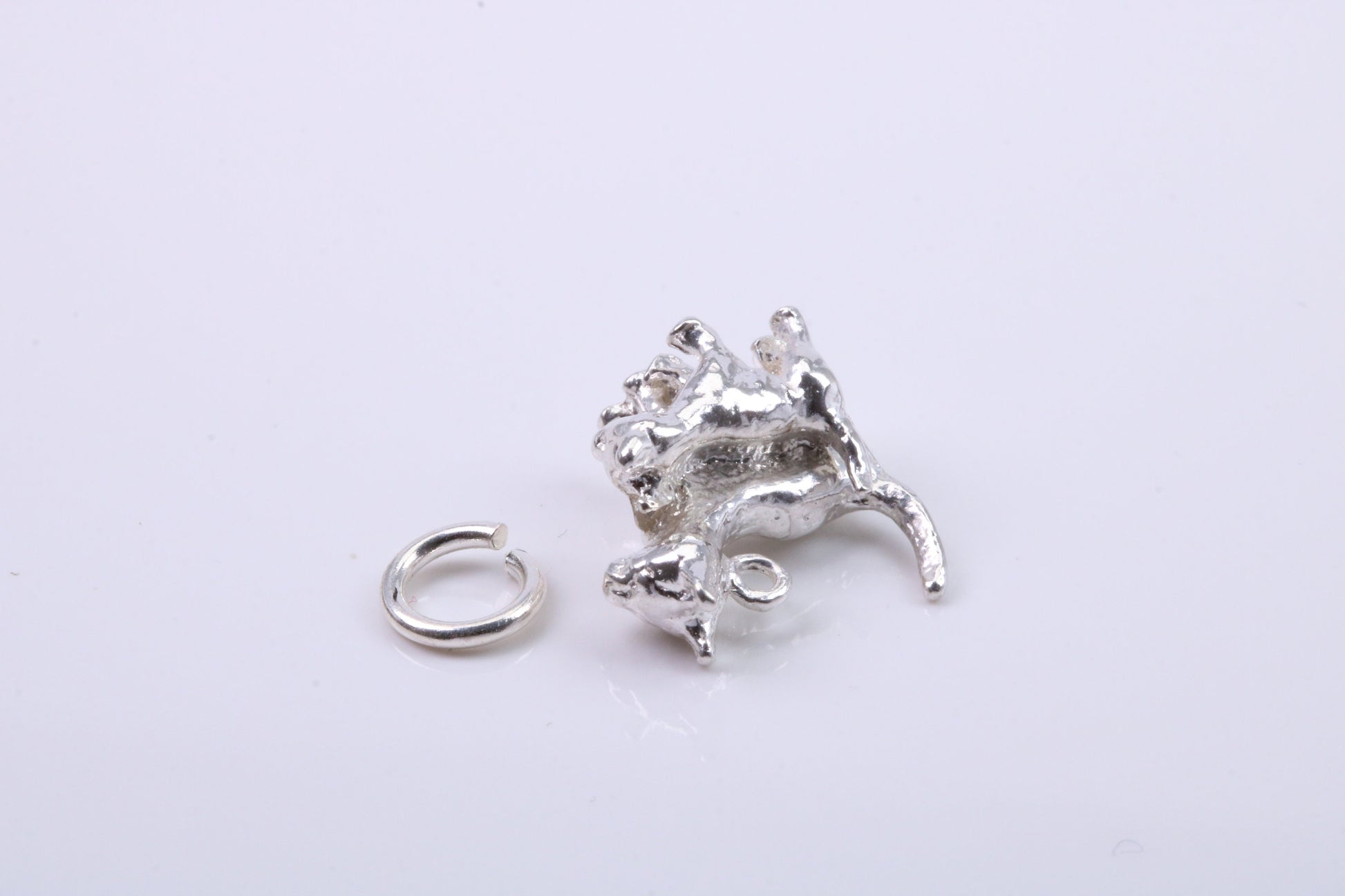 Cat with Kitten Charm, Traditional Charm, Made from Solid 925 Grade Sterling Silver, Complete with Attachment Link