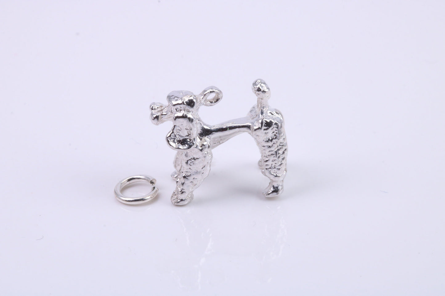 Large Poodle Dog Charm, Traditional Charm, Made from Solid 925 Grade Sterling Silver, Complete with Attachment Link