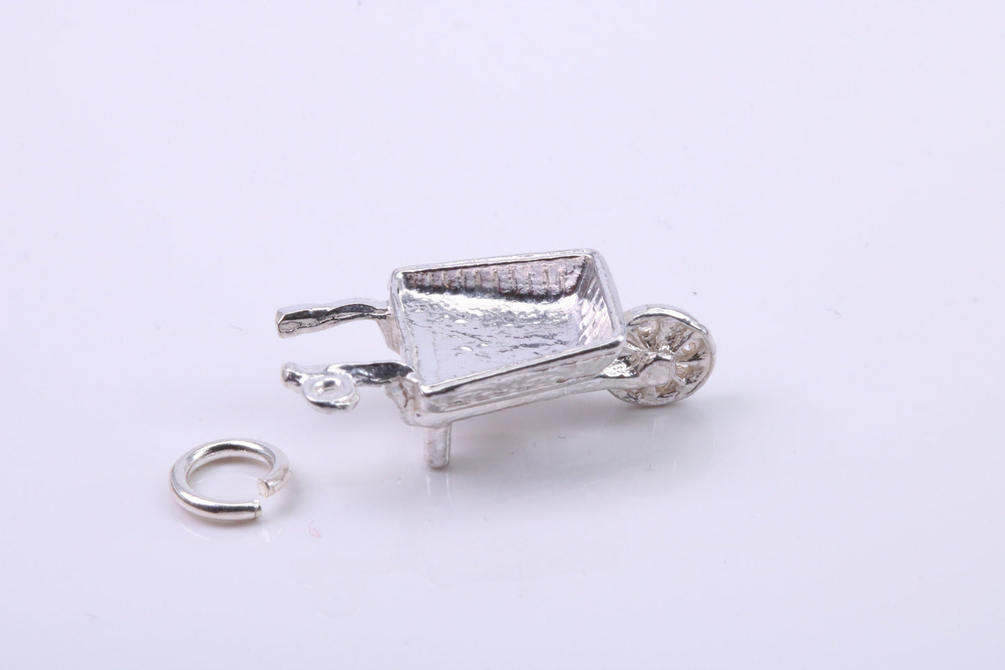 Wheel Barrow Charm, Traditional Charm, Made from Solid 925 Grade Sterling Silver, Complete with Attachment Link