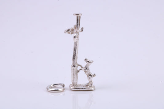 Dog Chasing Cat Charm, Traditional Charm, Made from Solid 925 Grade Sterling Silver, Complete with Attachment Link