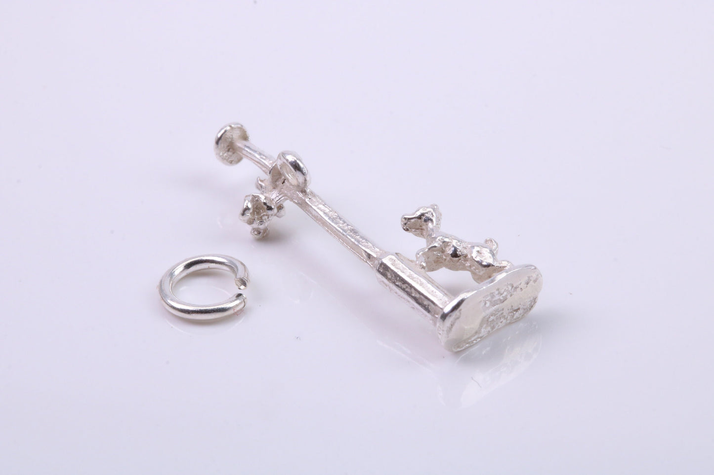 Dog Chasing Cat Charm, Traditional Charm, Made from Solid 925 Grade Sterling Silver, Complete with Attachment Link