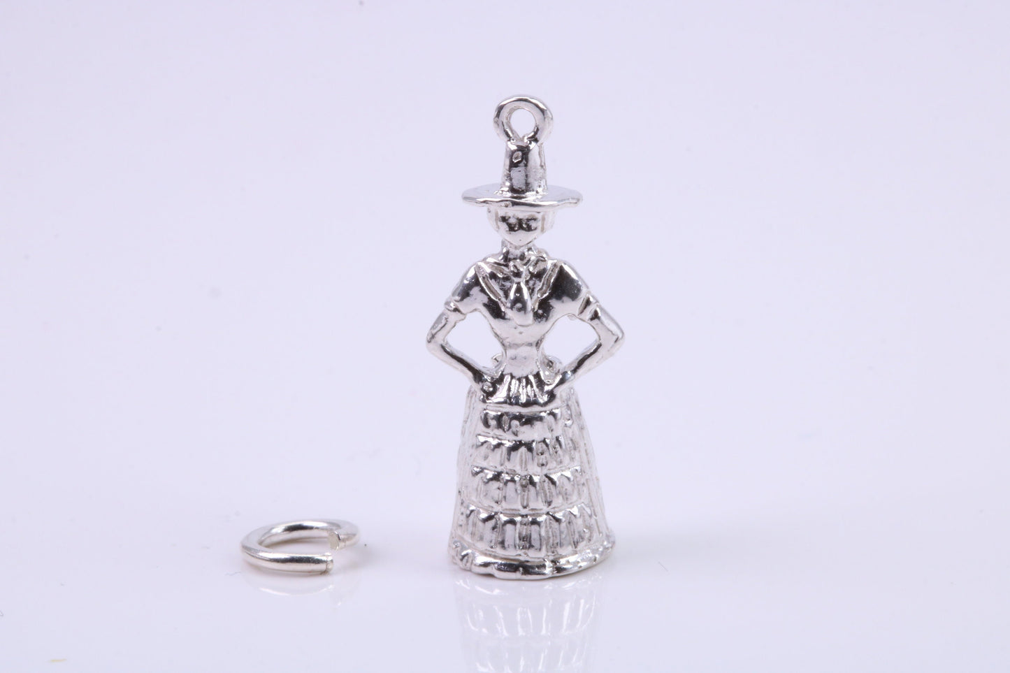 Welsh Lady Charm, Traditional Charm, Made from Solid 925 Grade Sterling Silver, Complete with Attachment Link