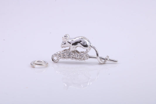 Corn Mouse Charm, Traditional Charm, Made from Solid 925 Grade Sterling Silver, Complete with Attachment Link