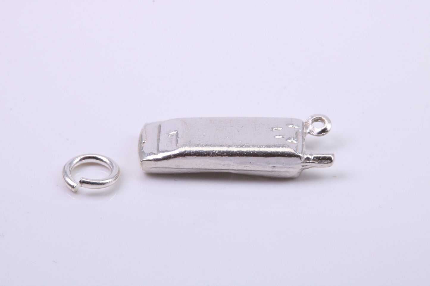 Cell Phone Charm, Traditional Charm, Made from Solid 925 Grade Sterling Silver, Complete with Attachment Link