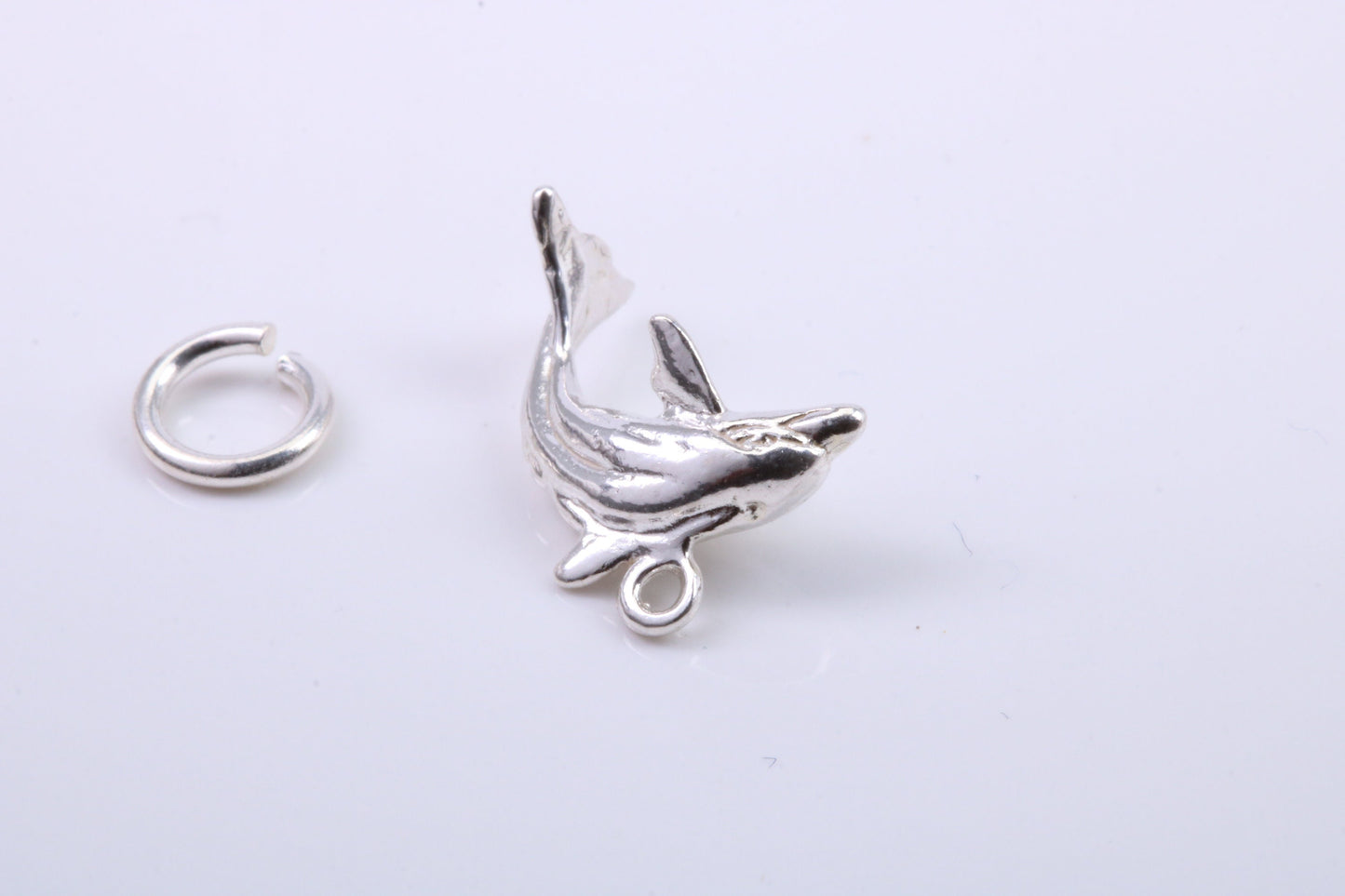 Dolphin Charm, Traditional Charm, Made from Solid 925 Grade Sterling Silver, Complete with Attachment Link