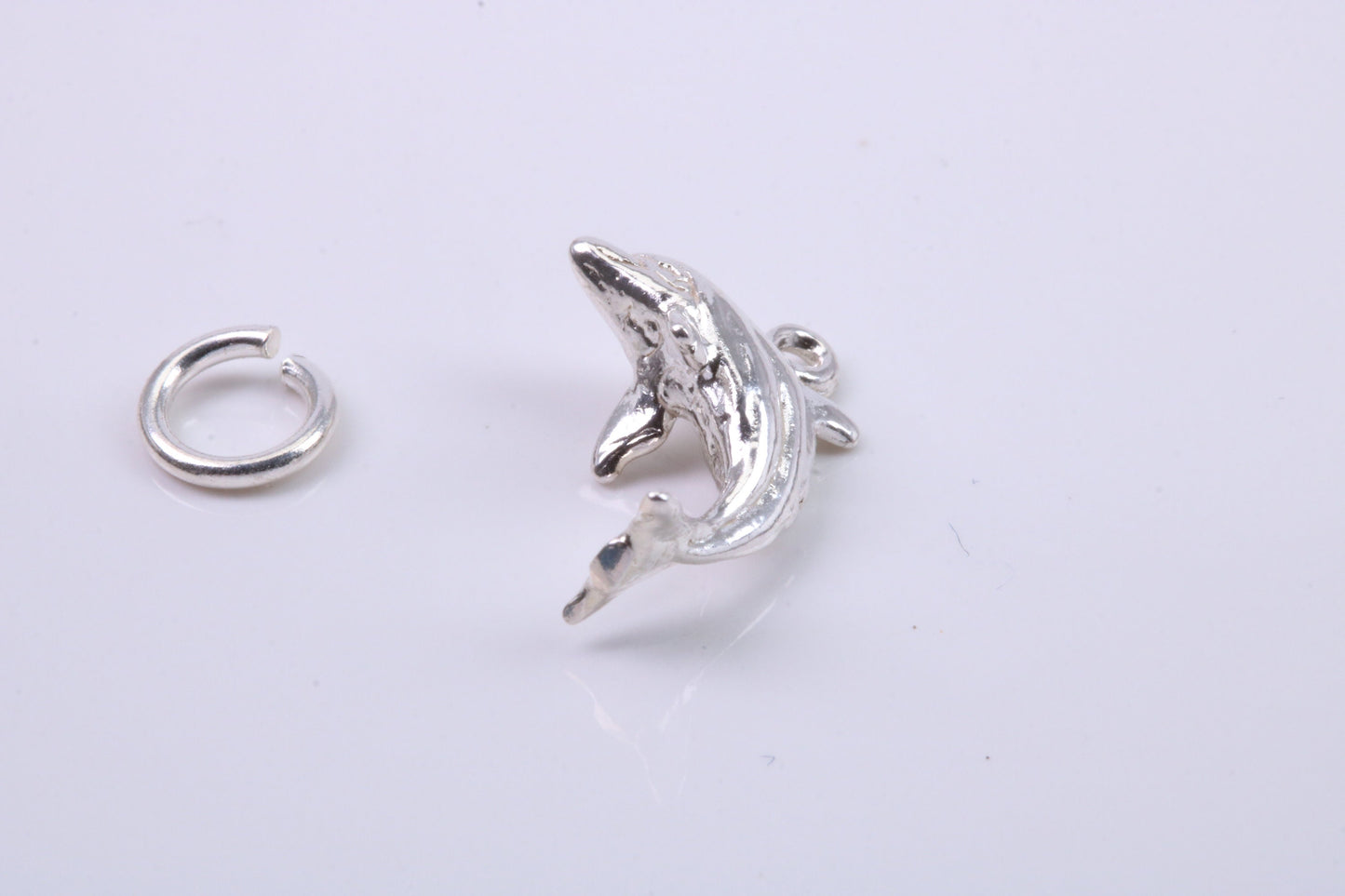 Dolphin Charm, Traditional Charm, Made from Solid 925 Grade Sterling Silver, Complete with Attachment Link