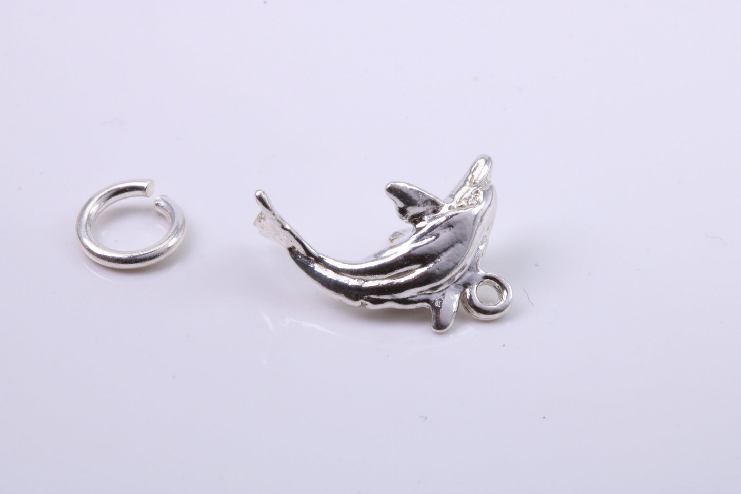 Dolphin Charm, Traditional Charm, Made from Solid 925 Grade Sterling Silver, Complete with Attachment Link