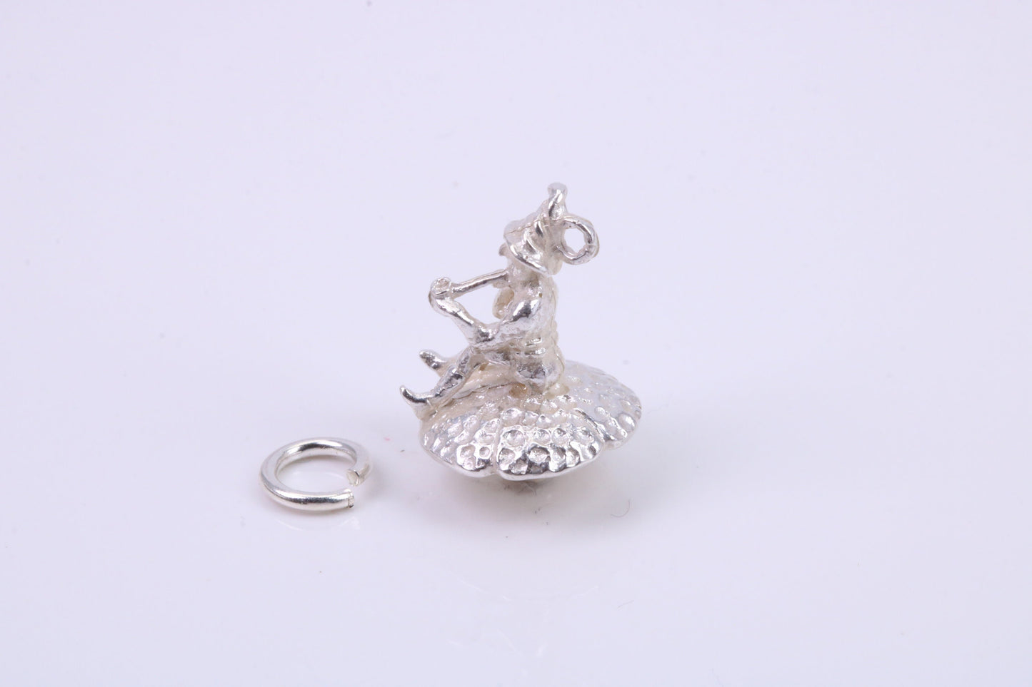 Gnome on Toadstool Charm, Traditional Charm, Made from Solid 925 Grade Sterling Silver, Complete with Attachment Link