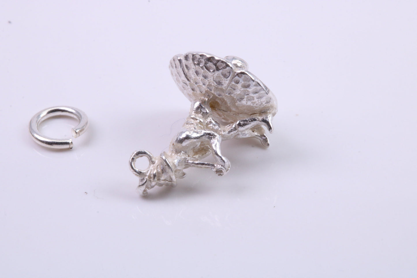 Gnome on Toadstool Charm, Traditional Charm, Made from Solid 925 Grade Sterling Silver, Complete with Attachment Link