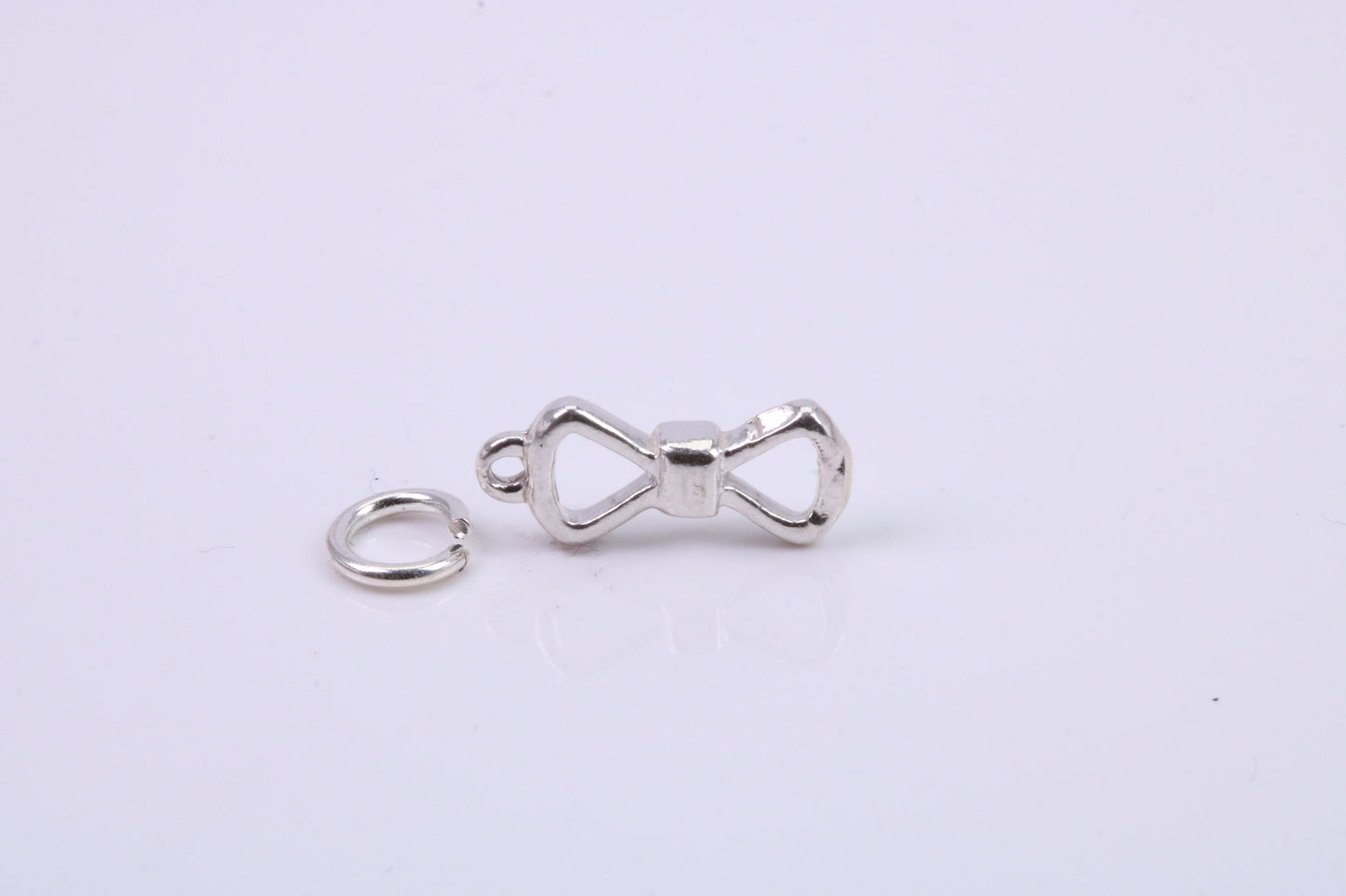 Bow Tie Charm, Traditional Charm, Made from Solid 925 Grade Sterling Silver, Complete with Attachment Link