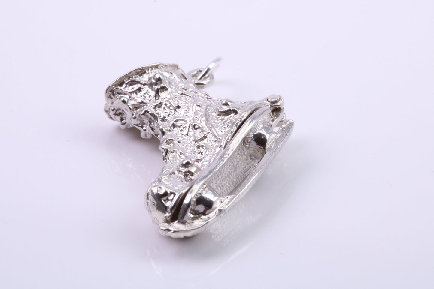 Large Ski Boot Charm, Traditional Charm, Made from Solid 925 Grade Sterling Silver, Complete with Attachment Link